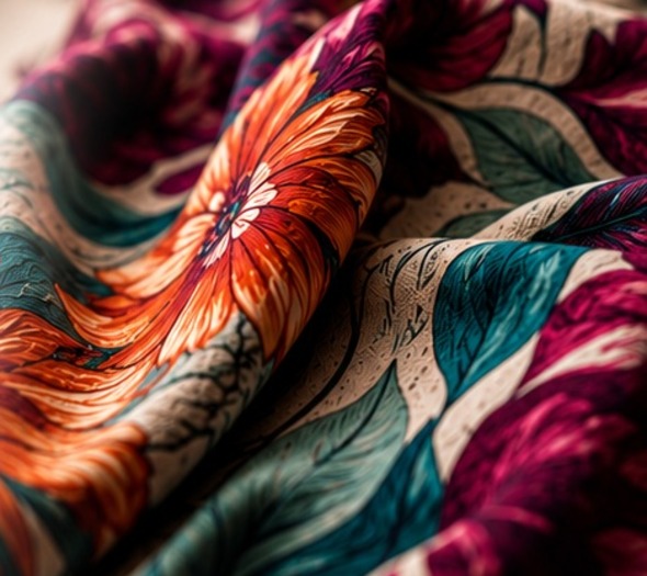 Vibrantly printed floral fabric